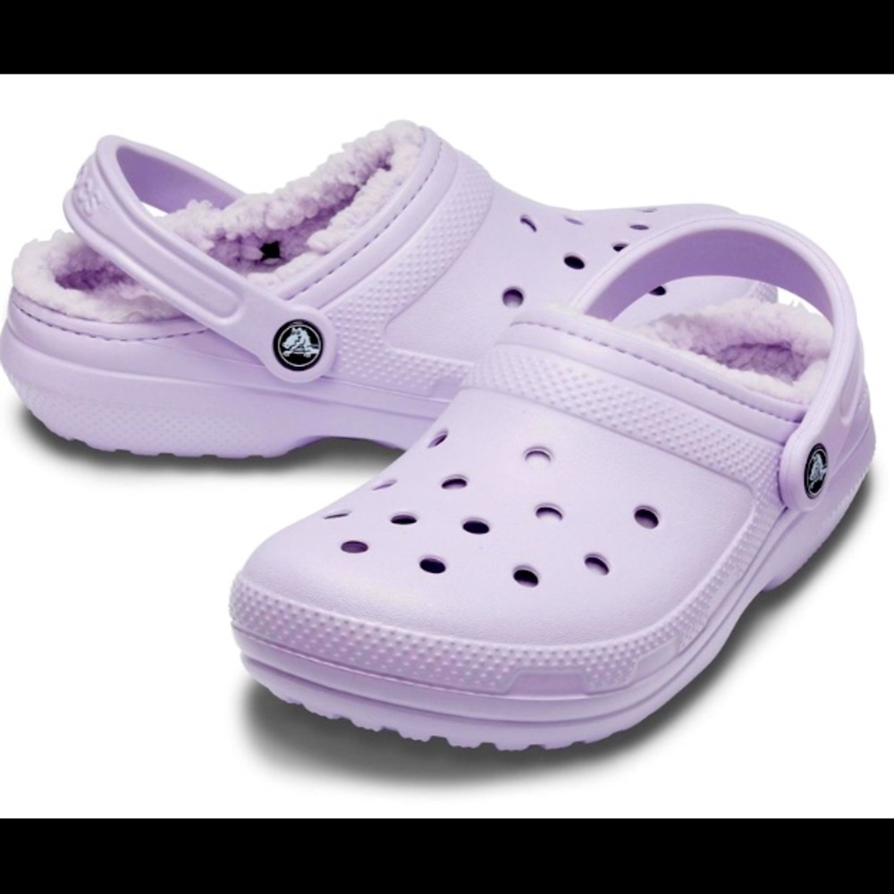 NWT Lavender Fuzzy Crocs